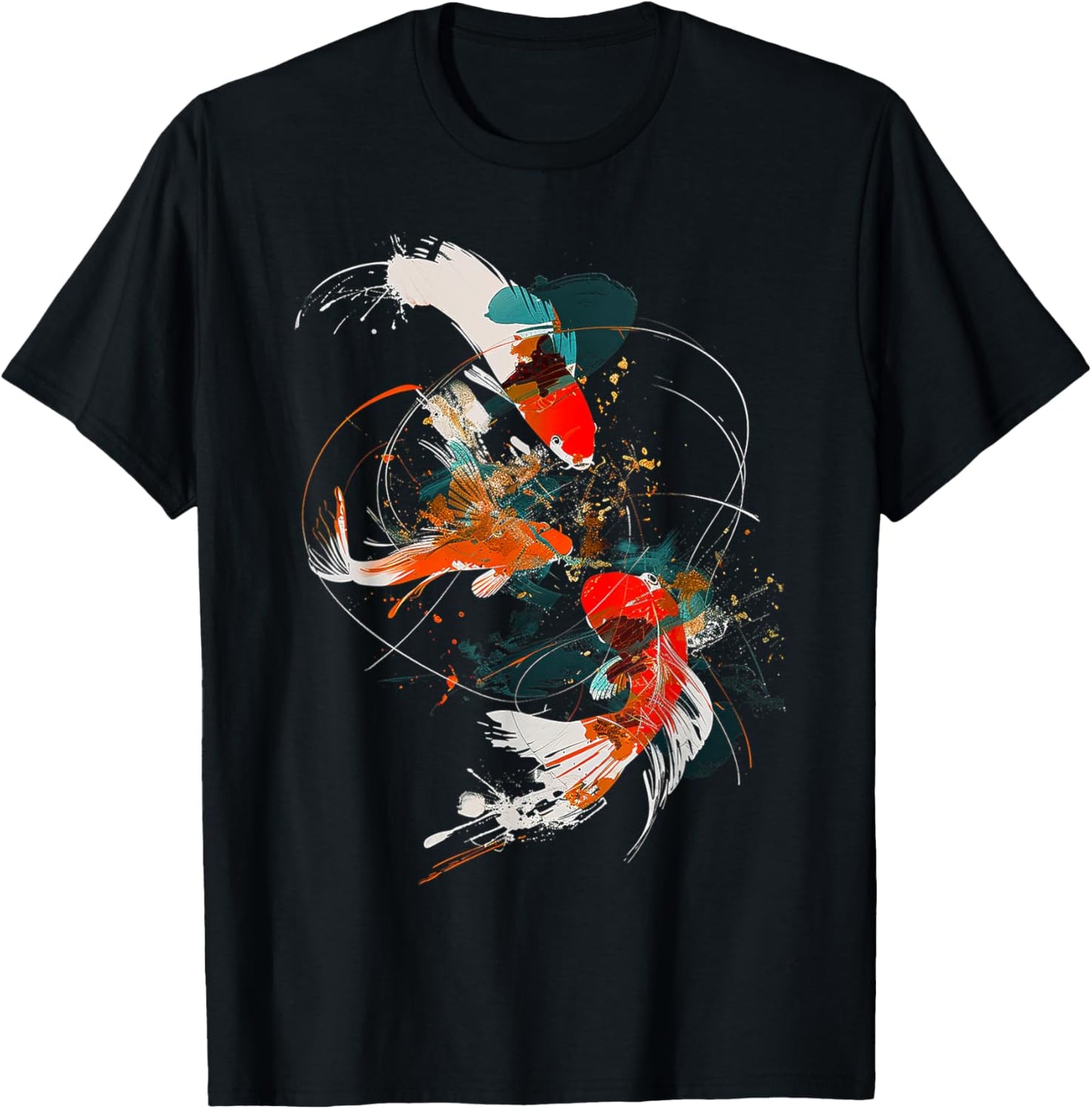 Fish Abstract Art Geometric Animal Pet Graphic Fish T-Shirt - T-Shirt | Black