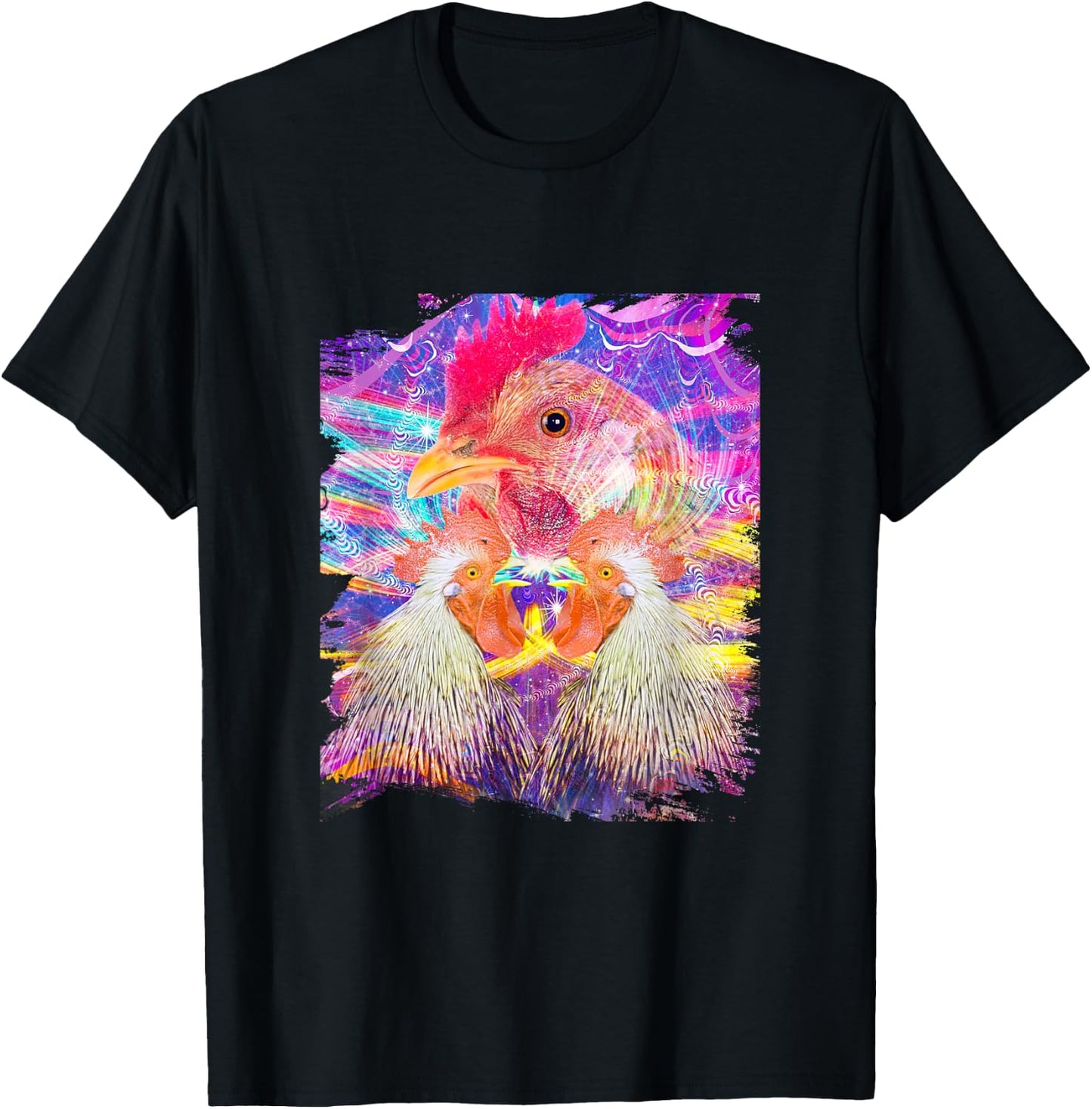 EDM Trippy Chicken Rave T-Shirt - T-Shirt | Black