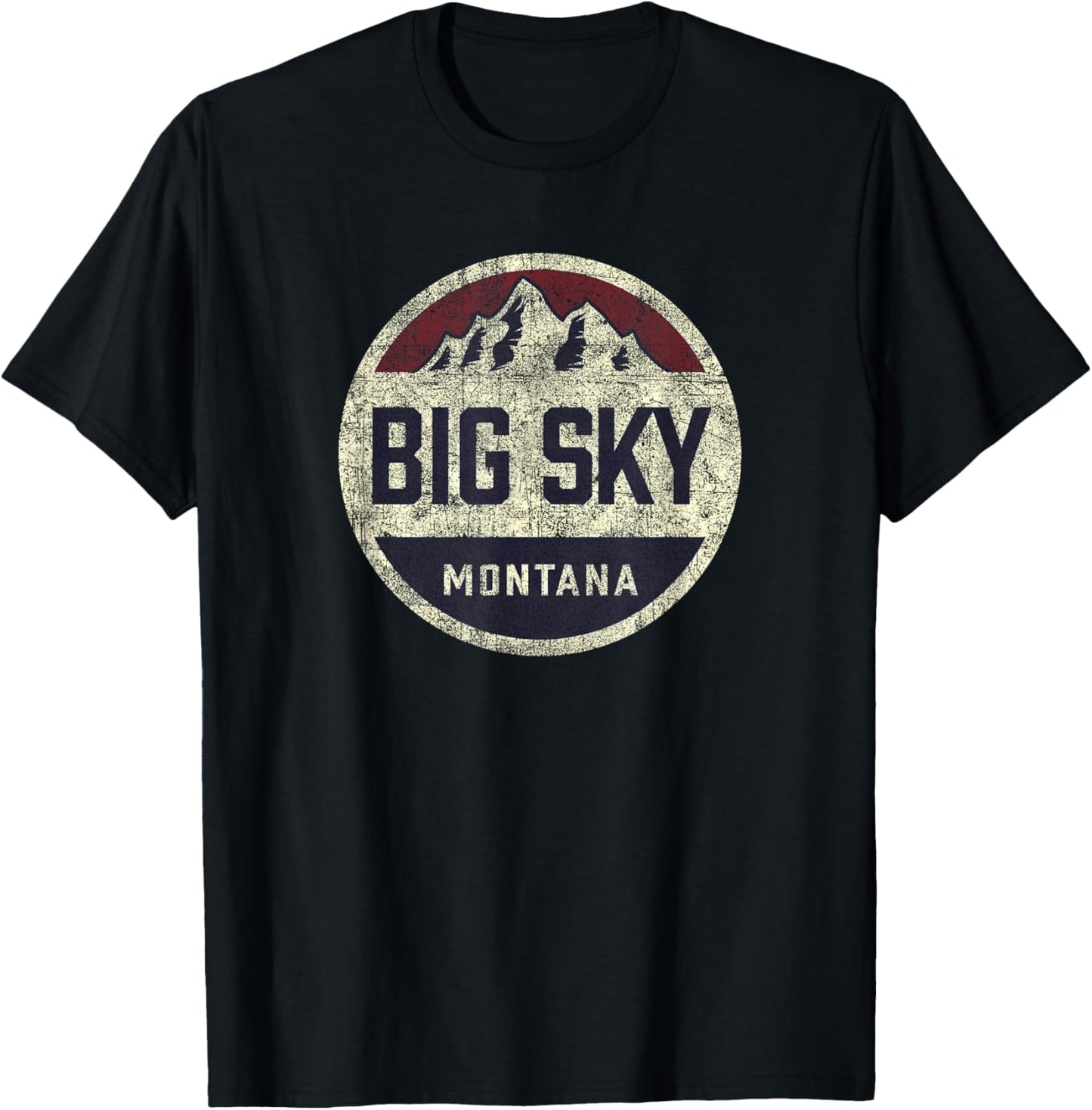 Vintage Big Sky Montana Souvenir Mountain Retro Circle T-Shirt - T-Shirt | Black