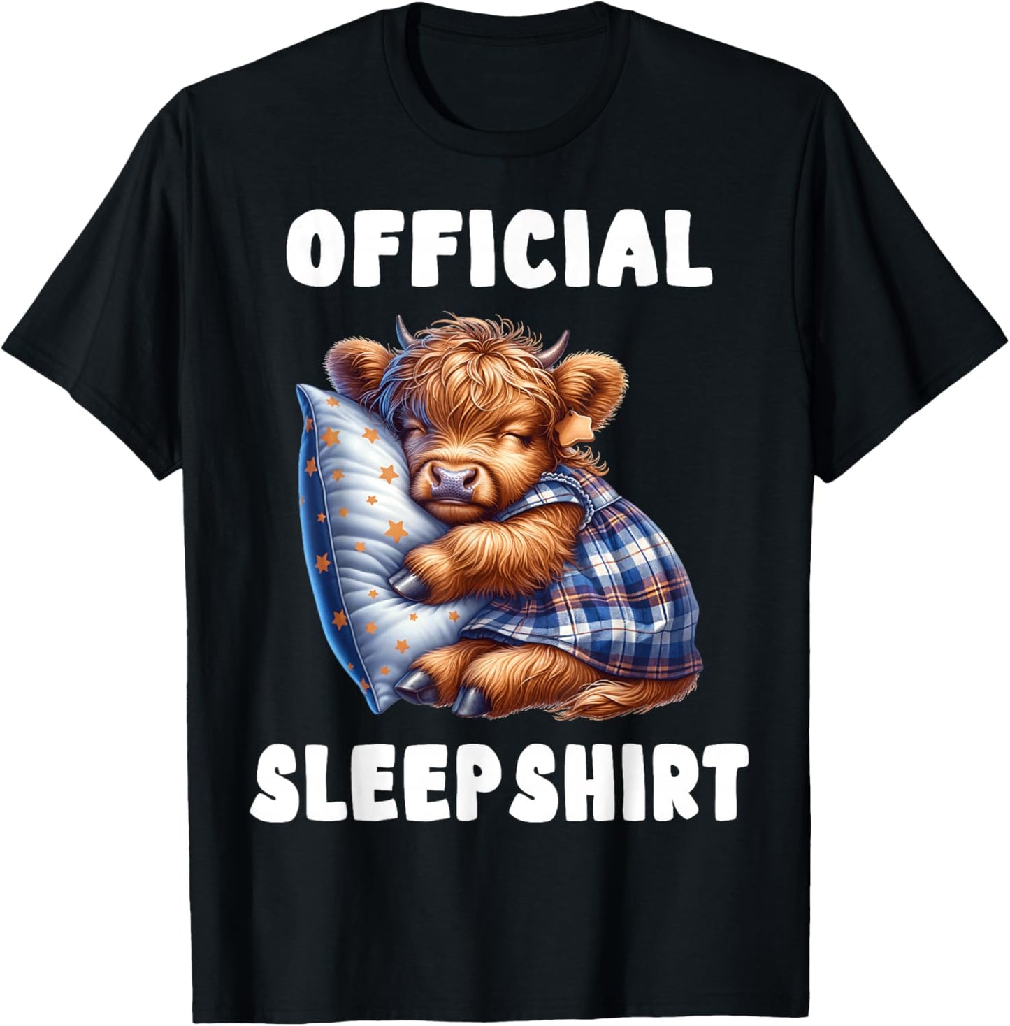 Highland_cow - Official Sleepshirt Pajamas Nightgown T-Shirt - T-Shirt | Black