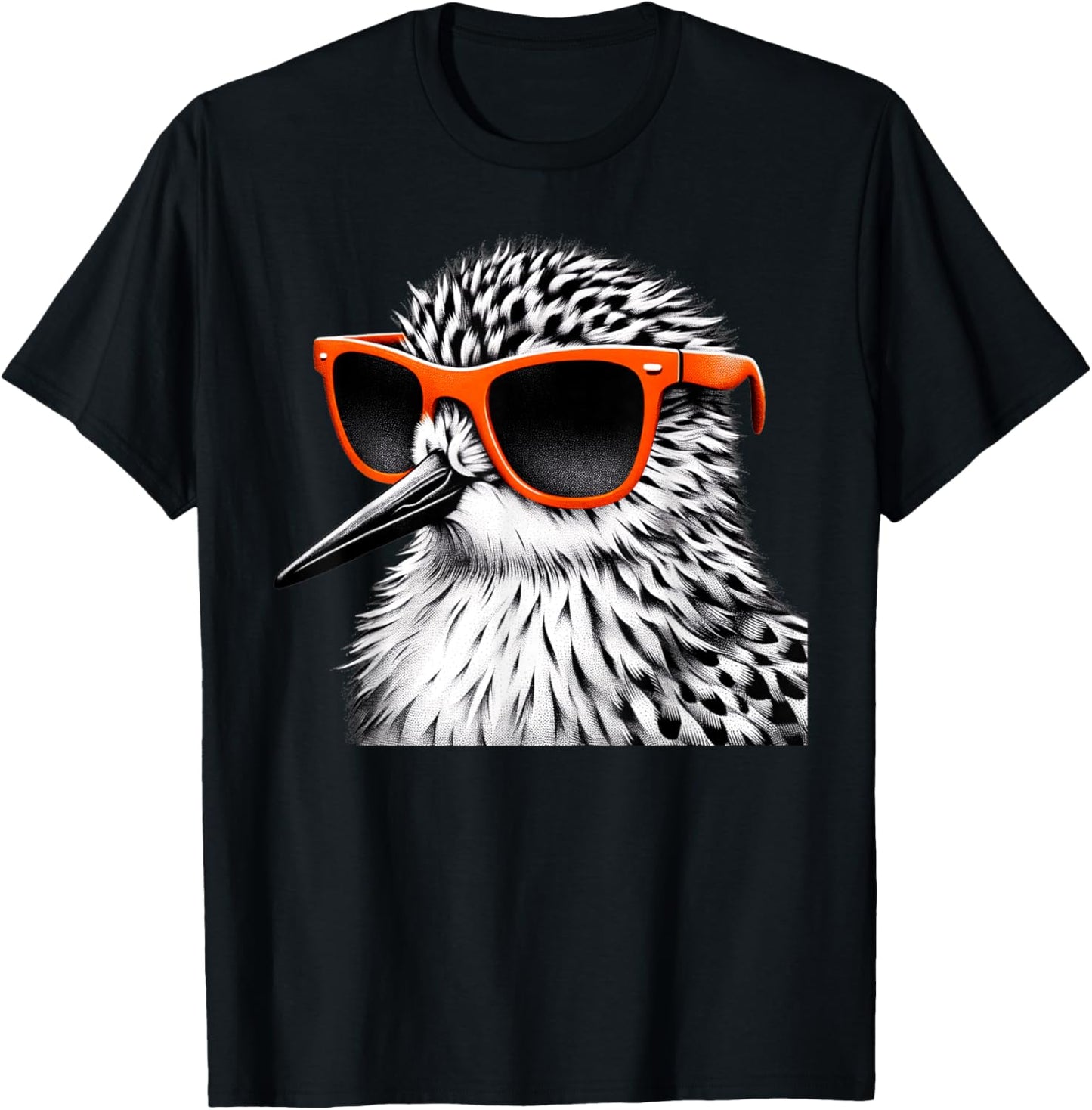 Cool Sandpiper Bird Wearing Sunglasses Graphic Art T-Shirt - T-Shirt | Black