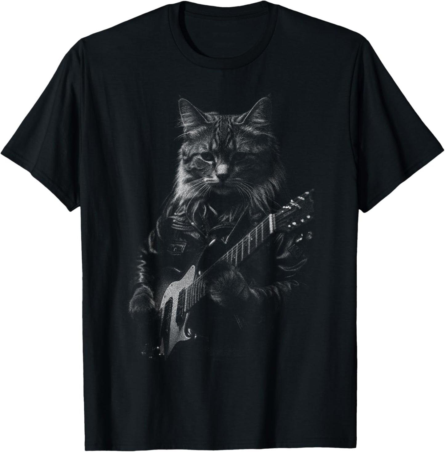 Cat Electric Guitar T-Shirt - T-Shirt | Black