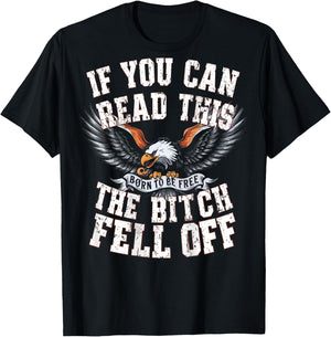 Funny Motocross Dirt Bike Bikers Awesome Motorbike If You Can Read This The Bitch Fell Off Biker Back Print Black Modern Short Sleeve T-Shirt - T-Shirt | Black