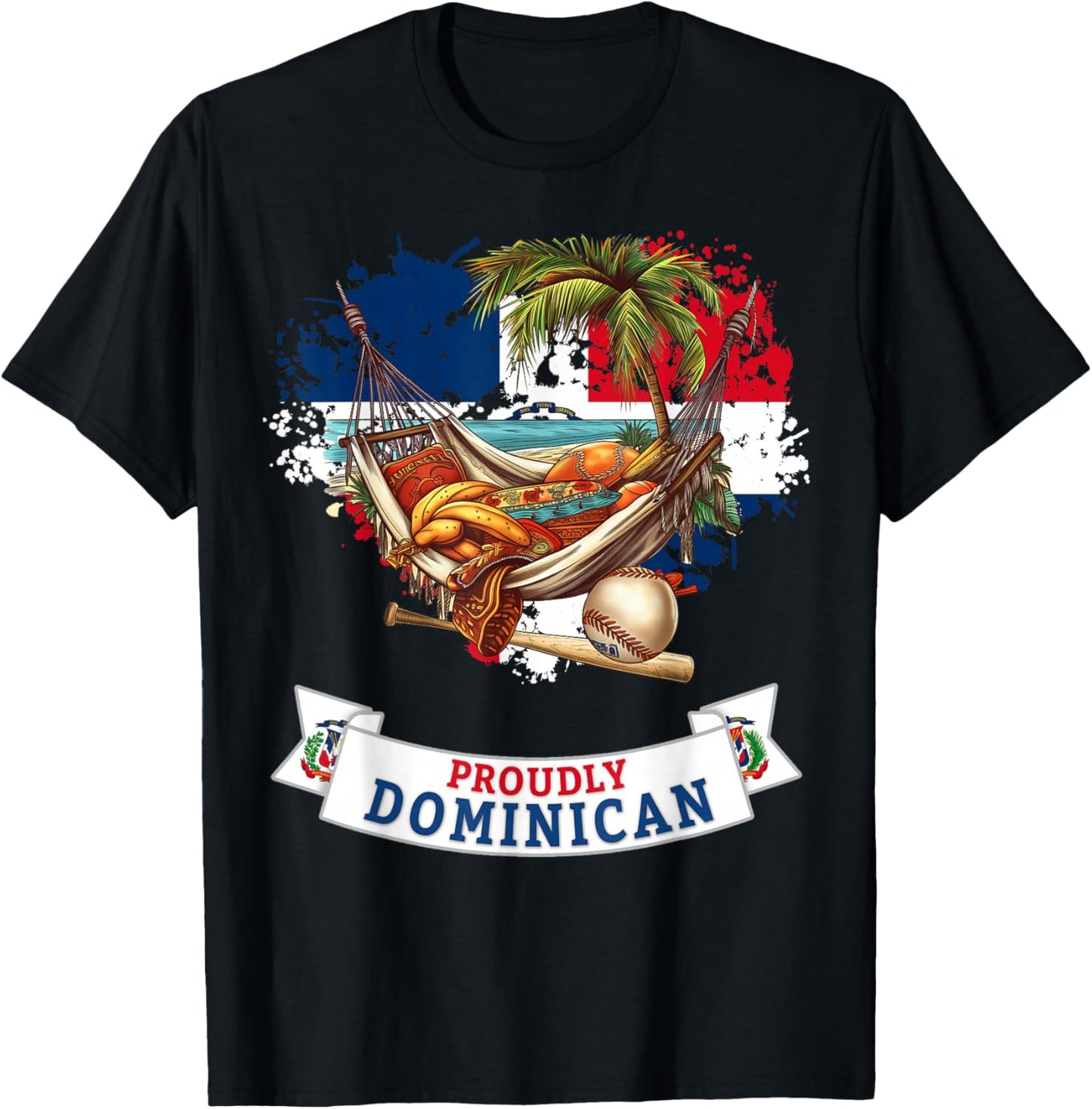 Coat of Arms Republica Dominicana For Kids & Dominican Flag T-Shirt - T-Shirt | Black