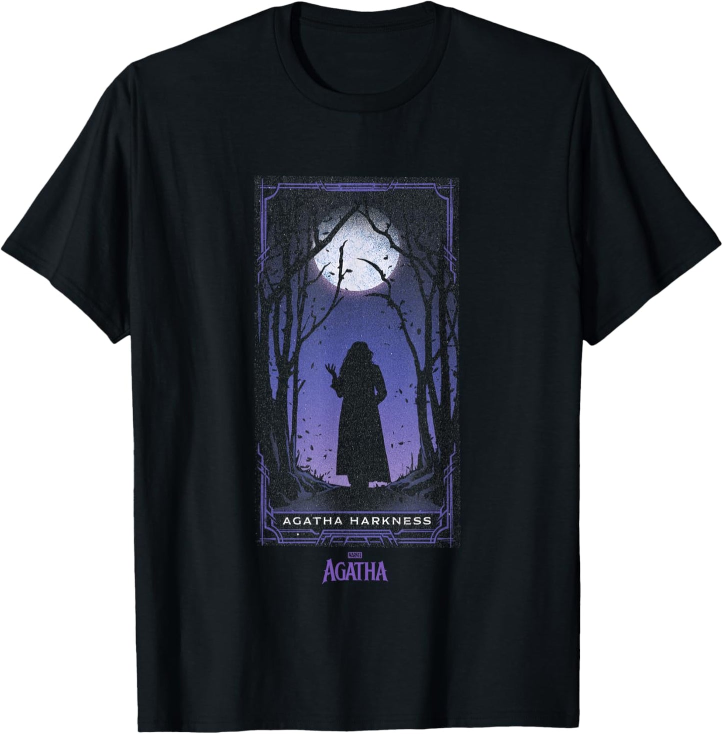 Marvel Agatha All Along Purple Agatha Tarot Card Vintage T-Shirt - T-Shirt | Black