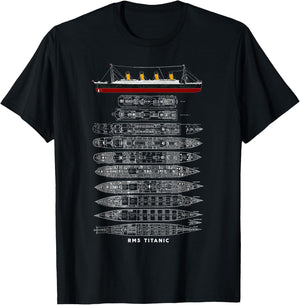 Titanic Sinking Boat Ship Hit Iceberg in 1912 Memorabilia T-Shirt - T-Shirt | Black