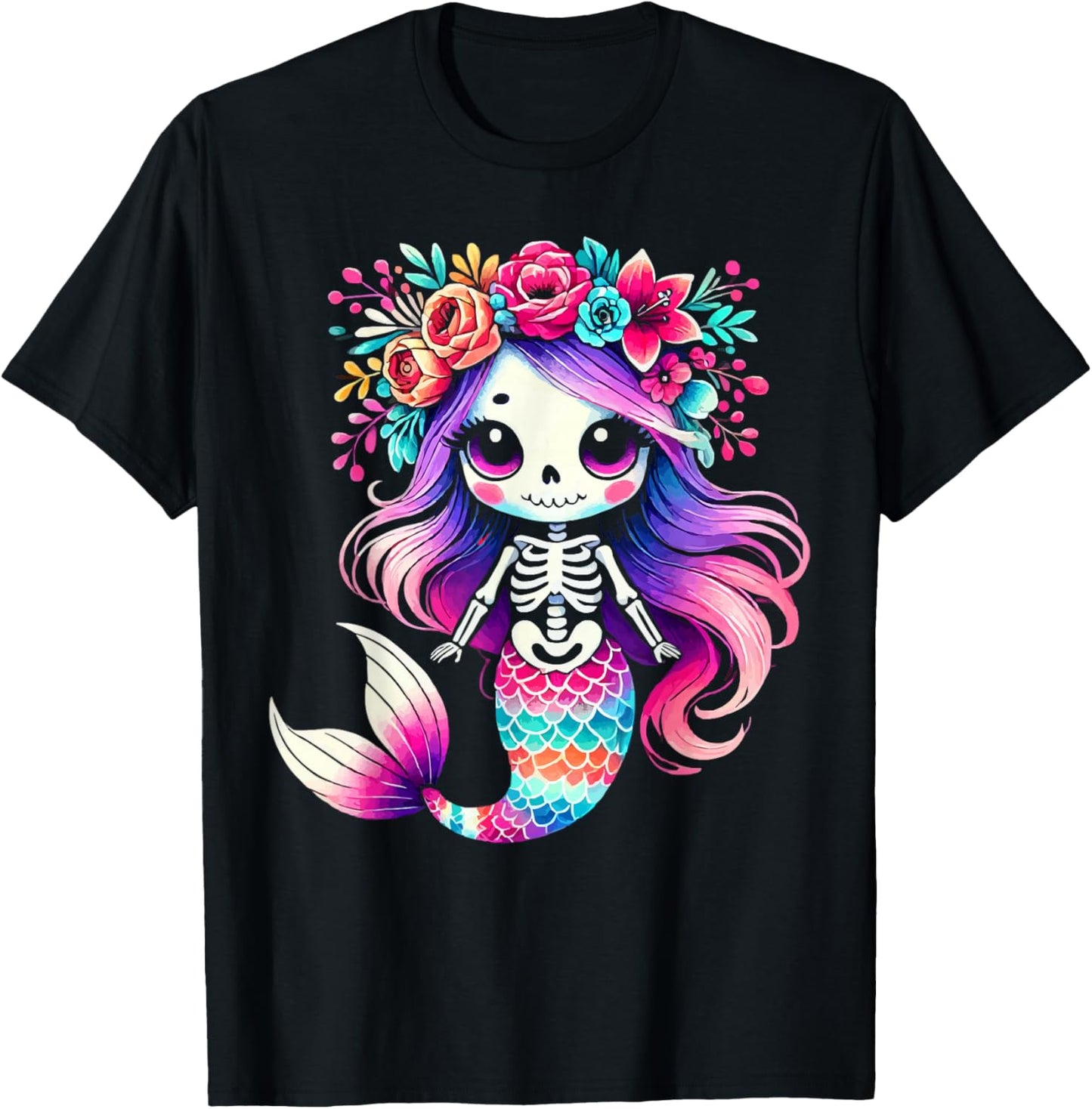 Zombie Mermaid Halloween Costume Spooky Trick Or Treat T-Shirt - T-Shirt | Black