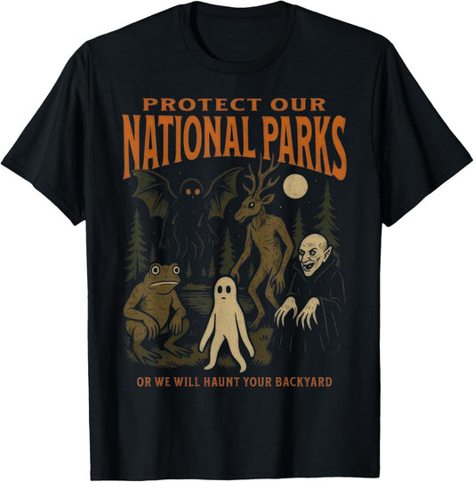 Protect Our National Parks Cryptidcore Weirdcore Folk Horror T-Shirt - T-Shirt | Black