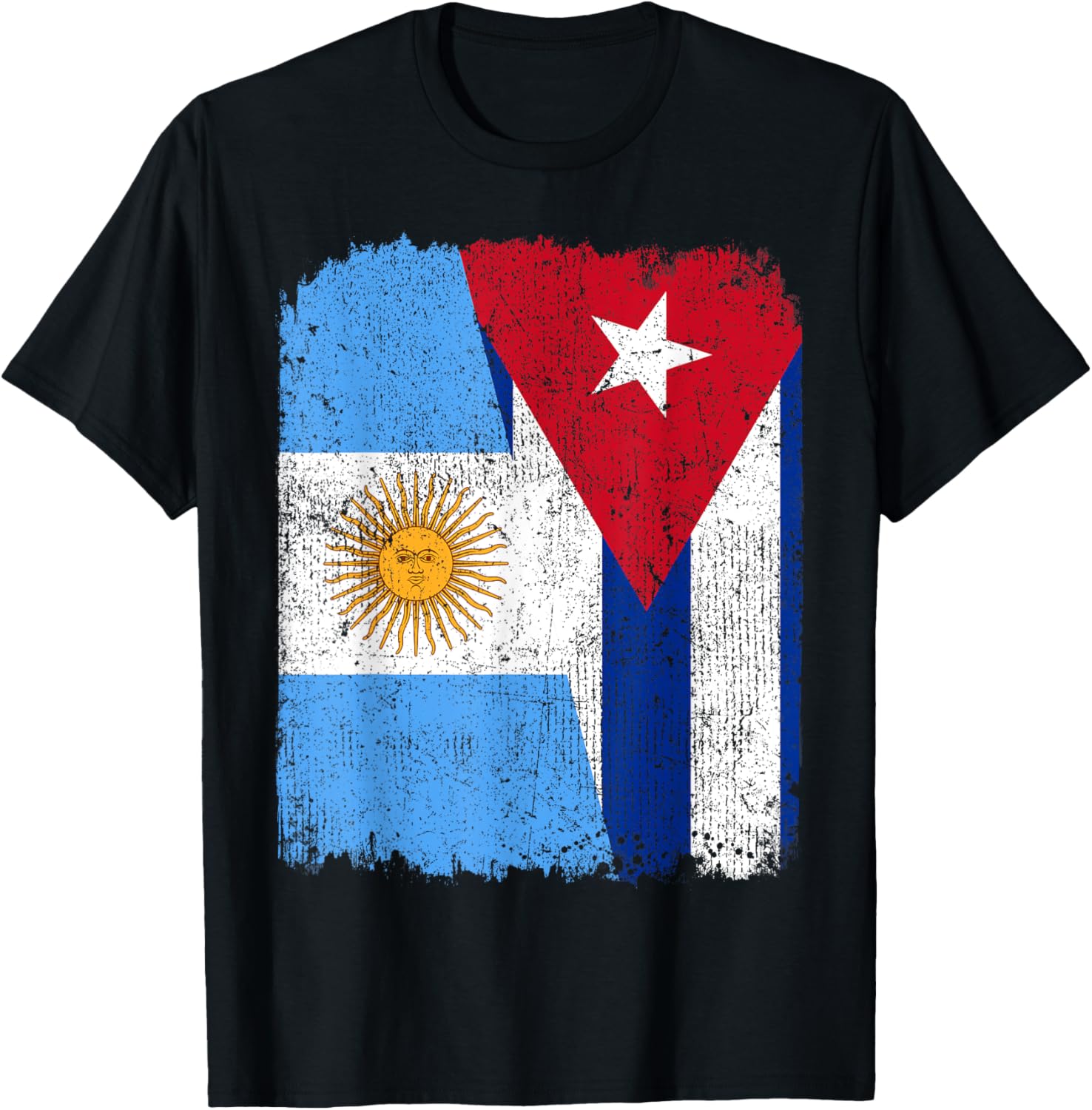 Half Argentinian Half Cuban Flag Heritage Pride Roots T-Shirt - T-Shirt | Black