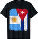Half Argentinian Half Cuban Flag Heritage Pride Roots T-Shirt - T-Shirt | Black