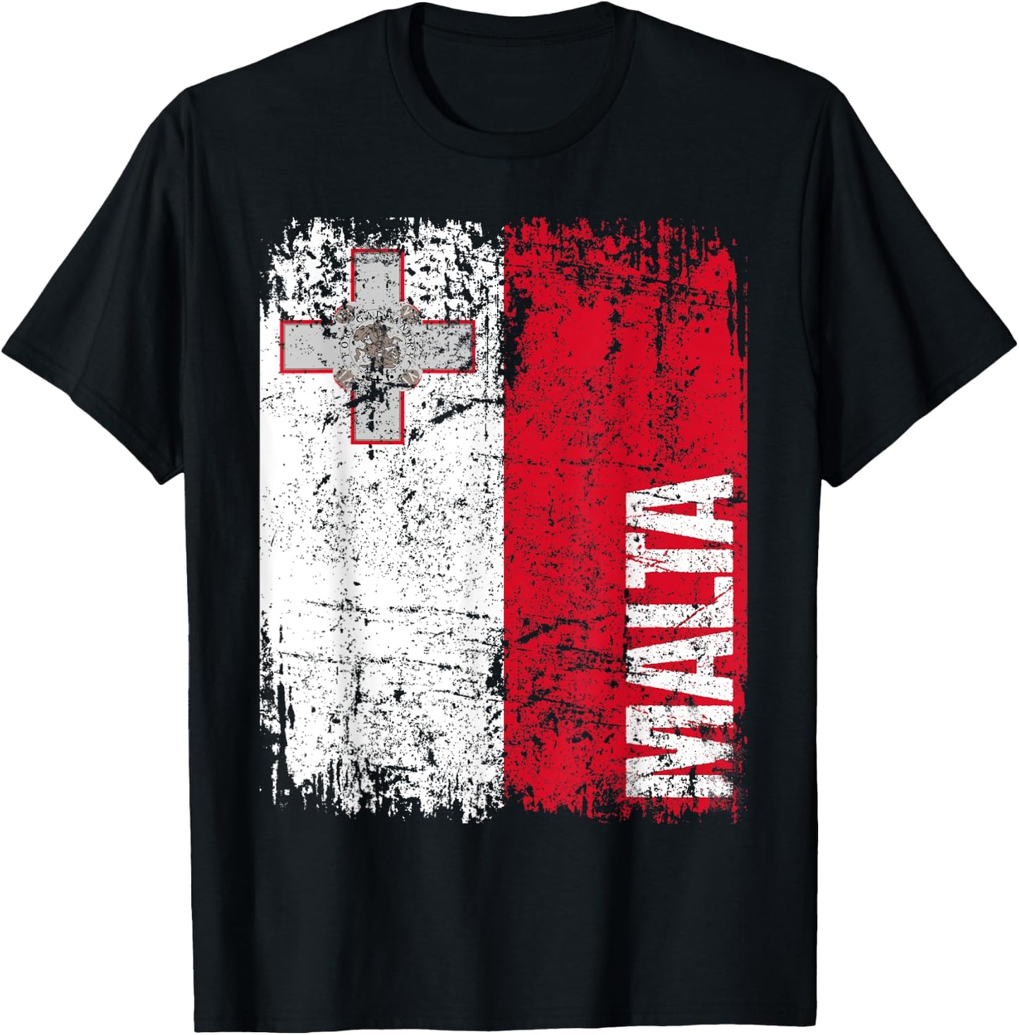 MALTA Flag Vintage Distressed MALTA T-Shirt - T-Shirt | Black