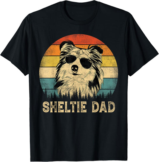 Vintage Sheltie Dad Dog Lovers Father's Day T-Shirt - T-Shirt | Black