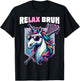 Relax Bro Bruh Funny Unicorn Lax Lacrosse Men Boys Girls T-Shirt - T-Shirt | Black