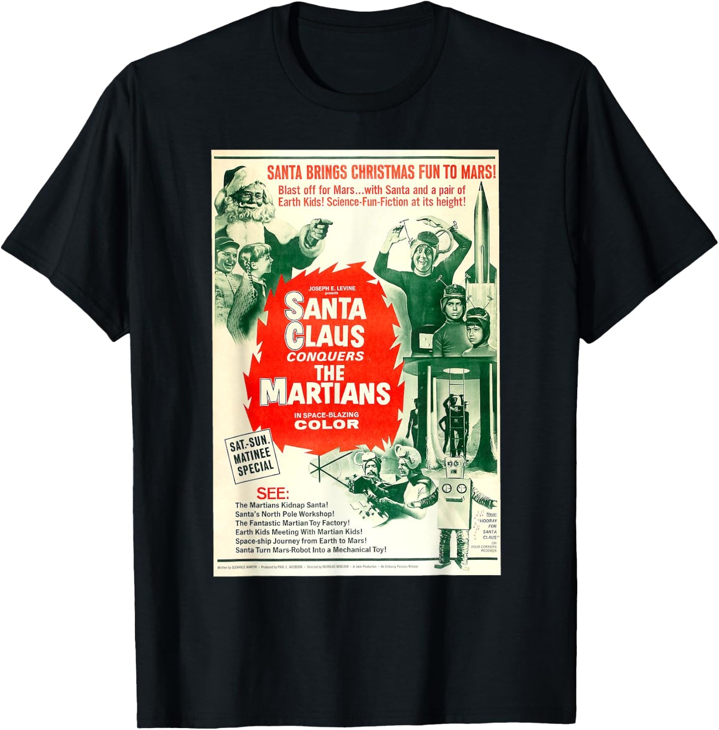 Santa Claus Halloween Christmas Poster Horror Sci Fi Movie T-Shirt - T-Shirt | Black