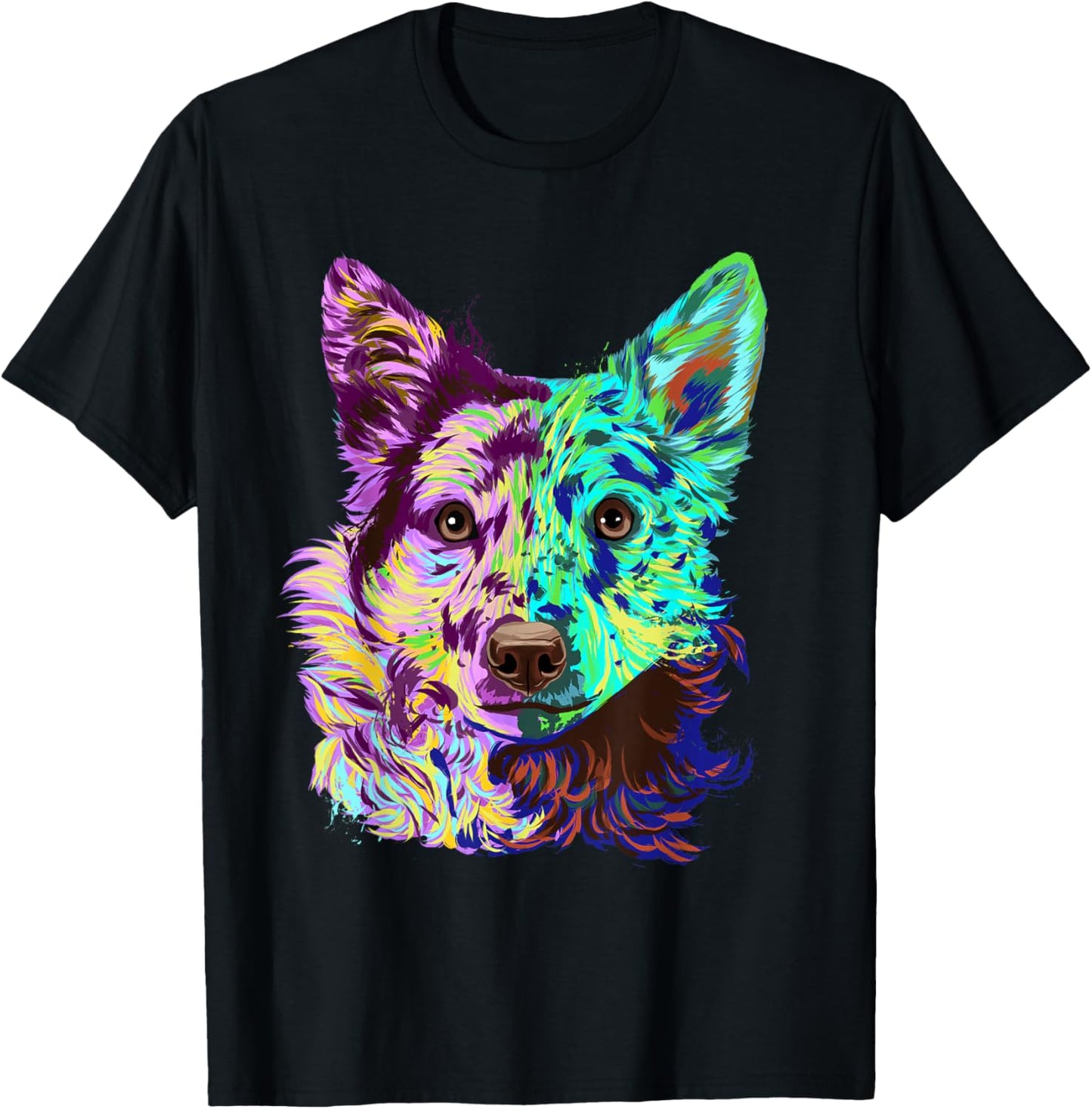 Colourful Splash Dog Mudi Women Girls Kids T-Shirt - T-Shirt | Black