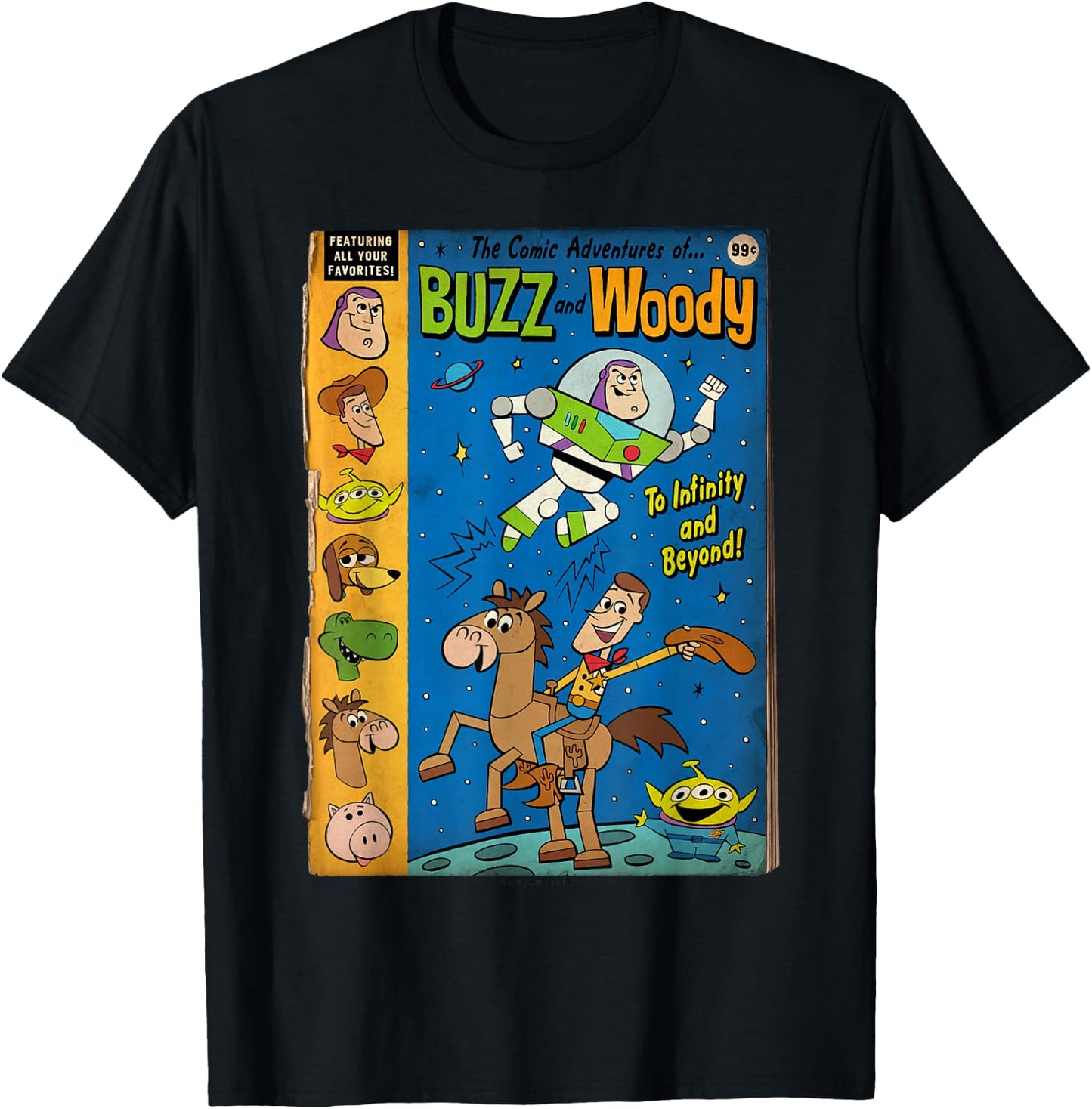 Disney Pixar Toy Story Comic Adventures Of Buzz & Woody T-Shirt - T-Shirt | Black