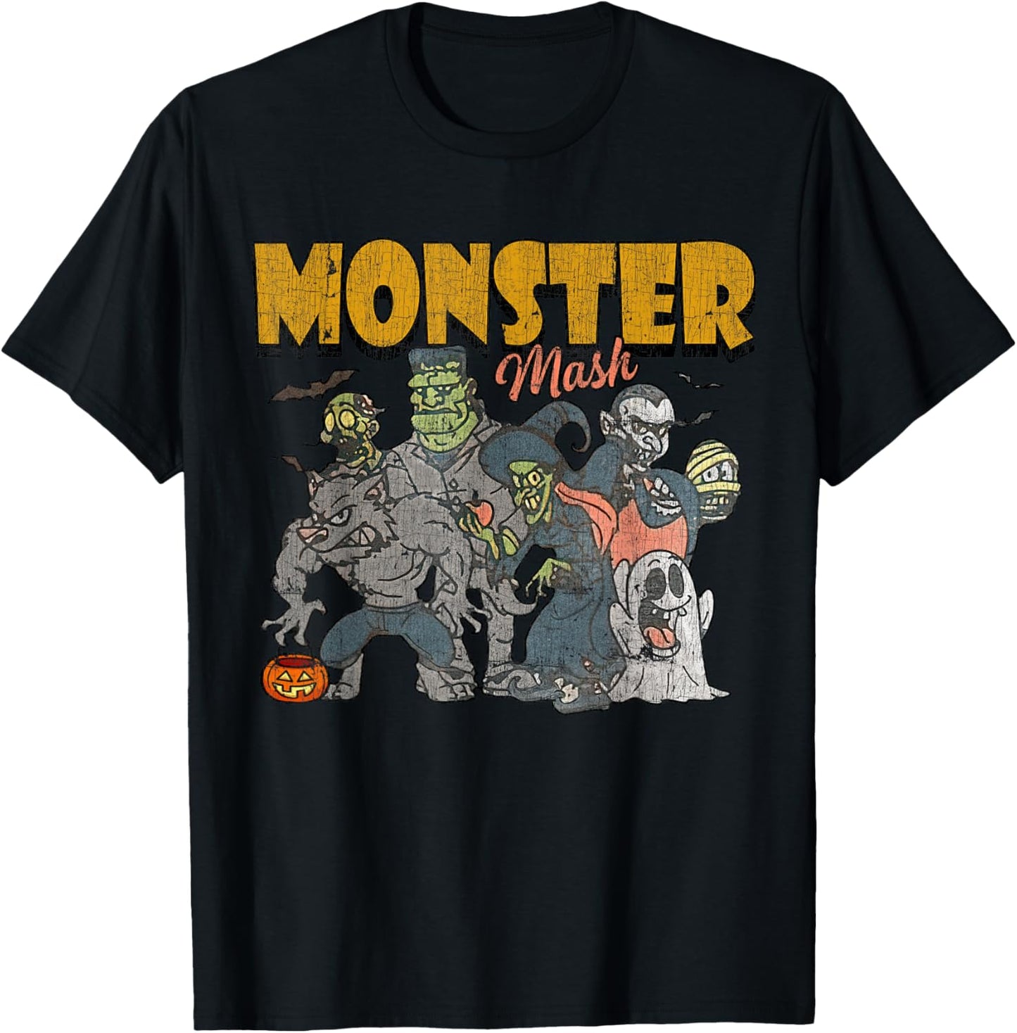 Monster Mash Vintage Ghost Halloween Funny T-Shirt - T-Shirt | Black