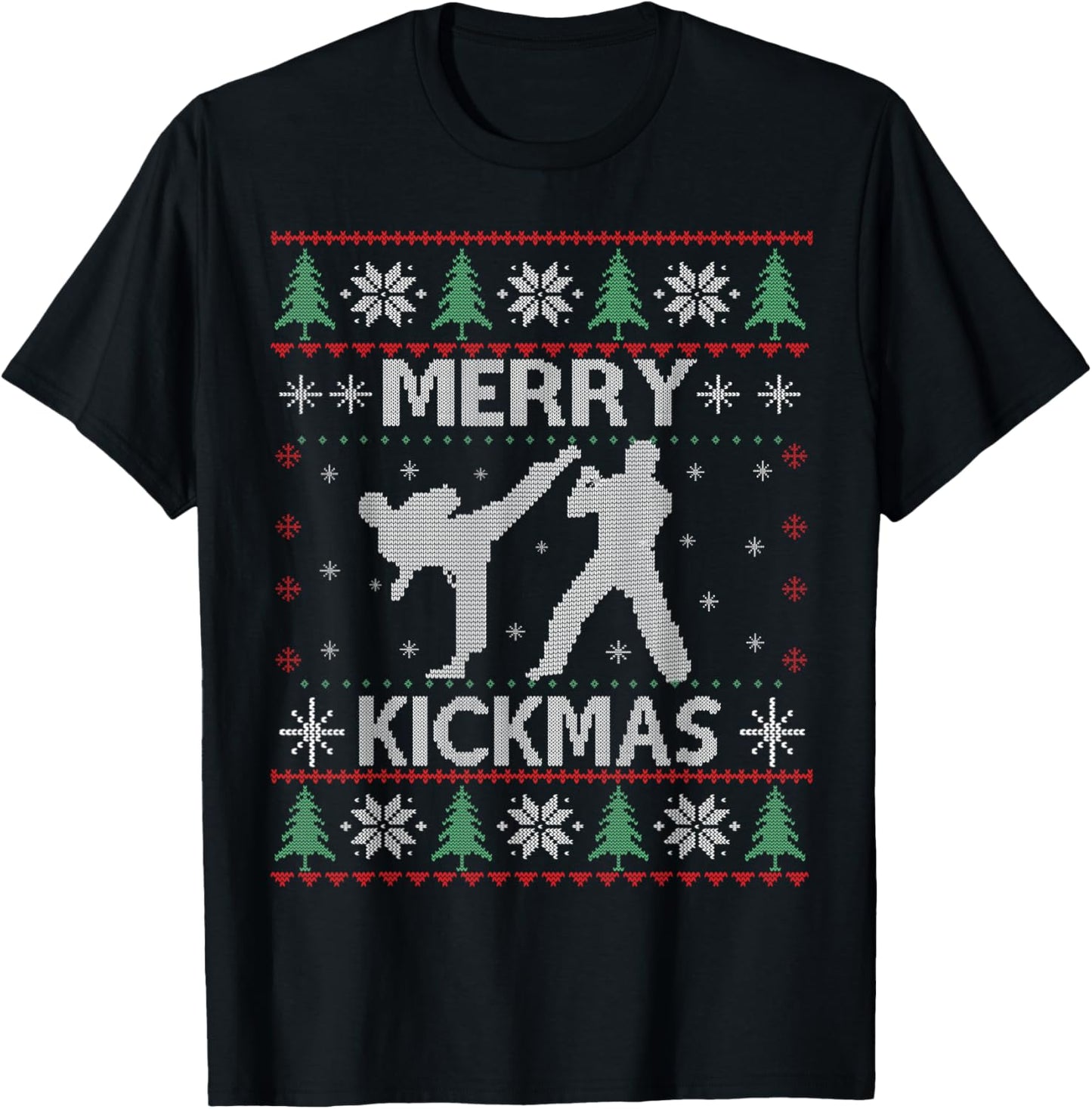 Merry Kickmas Taekwondo Christmas Ugly Sweater Xmas Funny T-Shirt - T-Shirt | Black