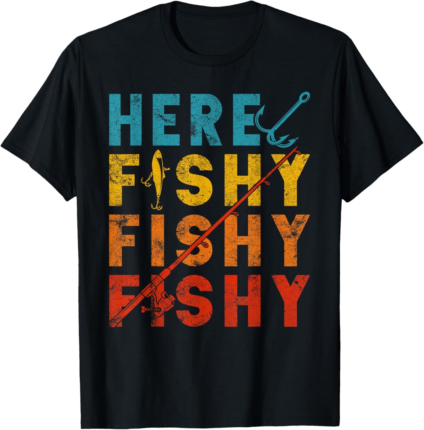 Fisher Fish Fishermen Bait Fishing Rod Boys Girls Bass T-Shirt - T-Shirt | Black