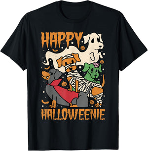 Happy Halloweenie, Halloween Dachshund T-Shirt - T-Shirt | Black