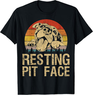 Vintage Pitbull Resting Pit Face - Funny Pitbull Lovers T-Shirt - T-Shirt | Black