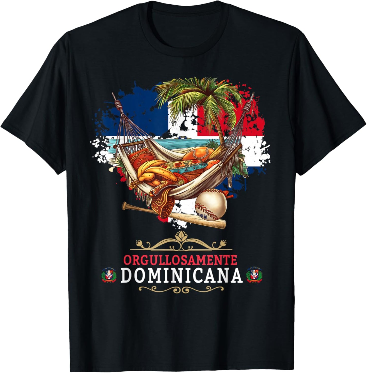 Coat of Arms Republica Dominicana For Kids & Dominican Flag T-Shirt - T-Shirt | Black