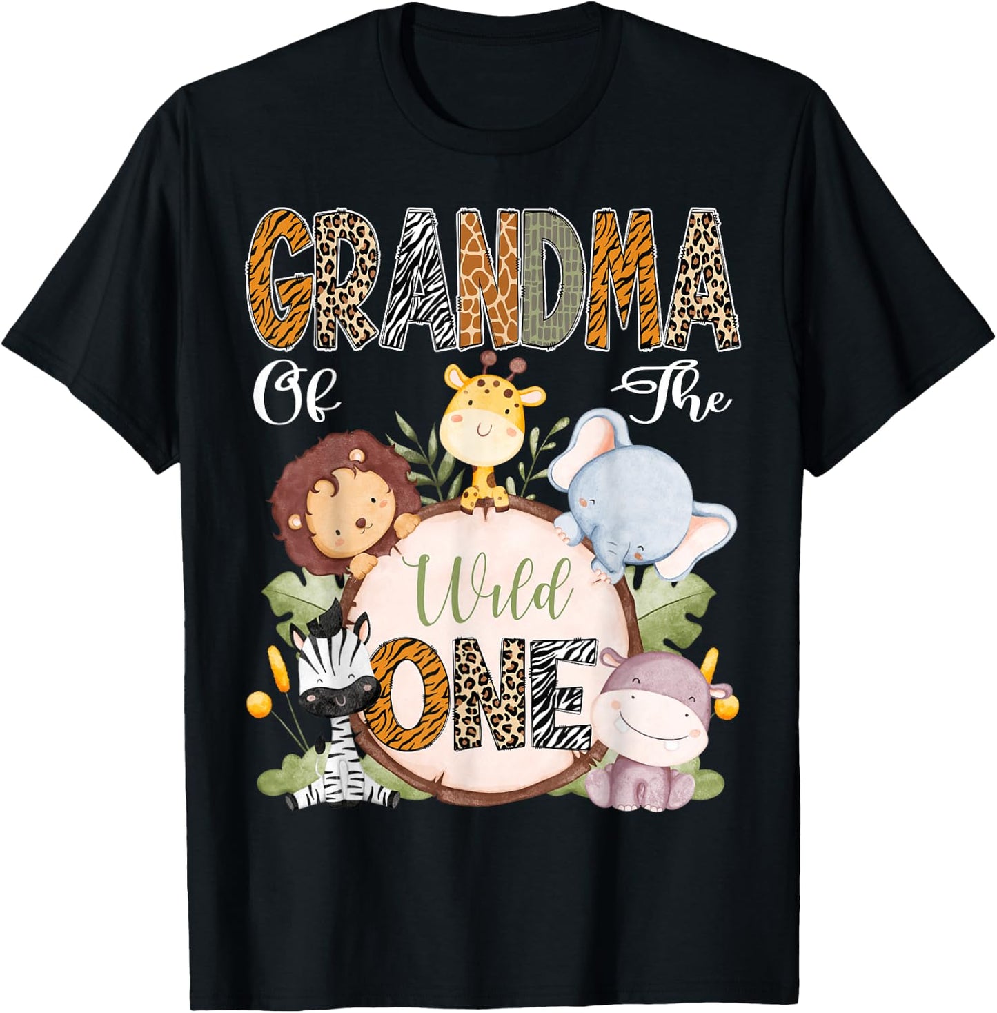 Grandma Of The Wild One 1St Birthday Safari Woodland T-Shirt - T-Shirt | Black