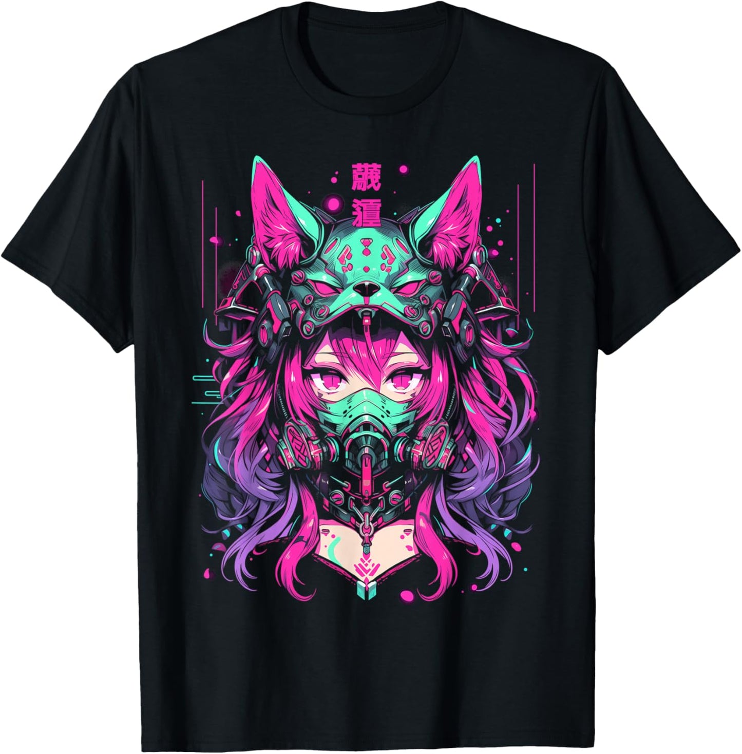 Anime Manga Cyberpunk Aesthetic Techwear Harajuku | Wolf T-Shirt - T-Shirt | Black
