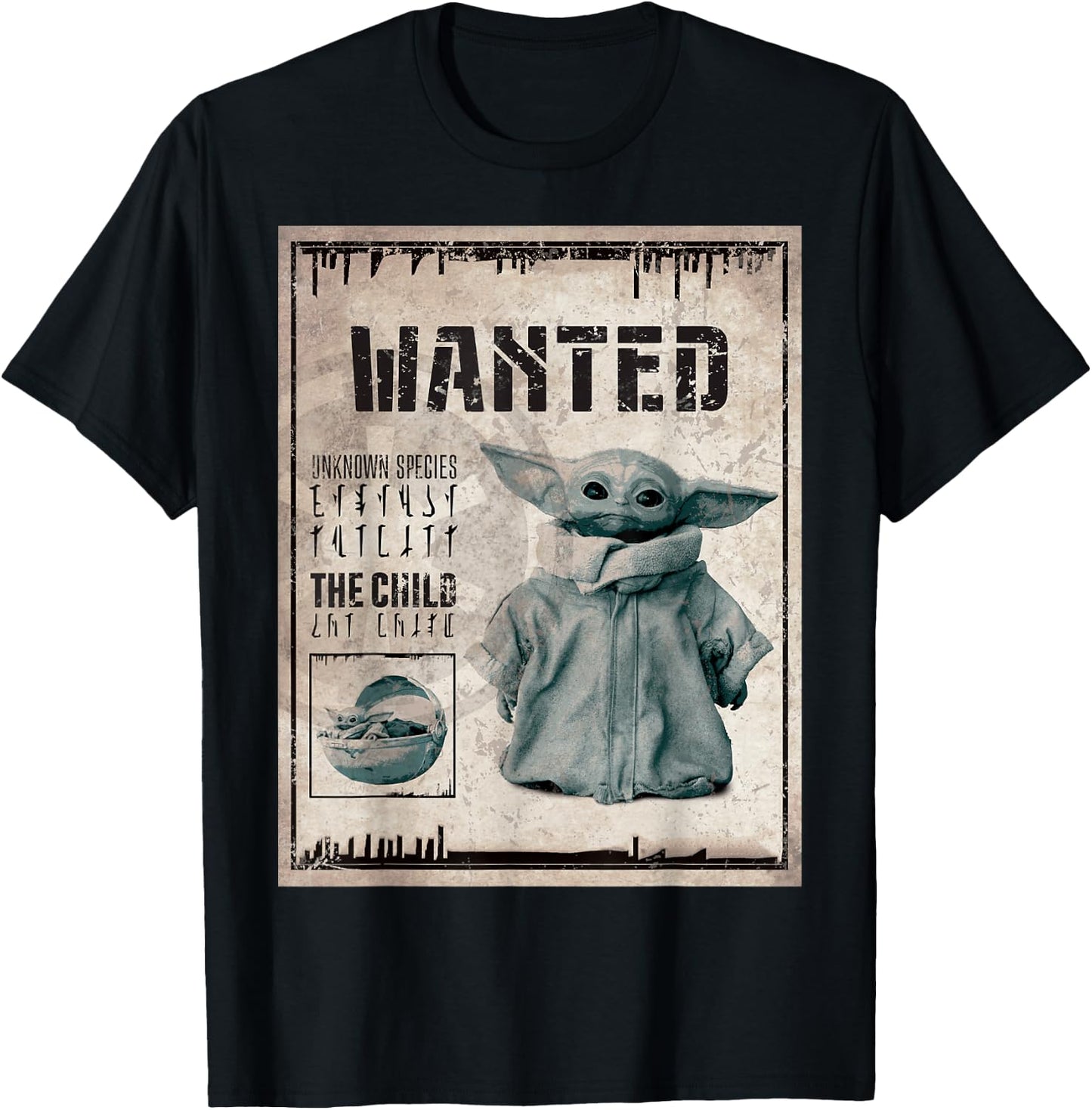 Star Wars The Mandalorian The Child Wanted Poster T-Shirt - T-Shirt | Black