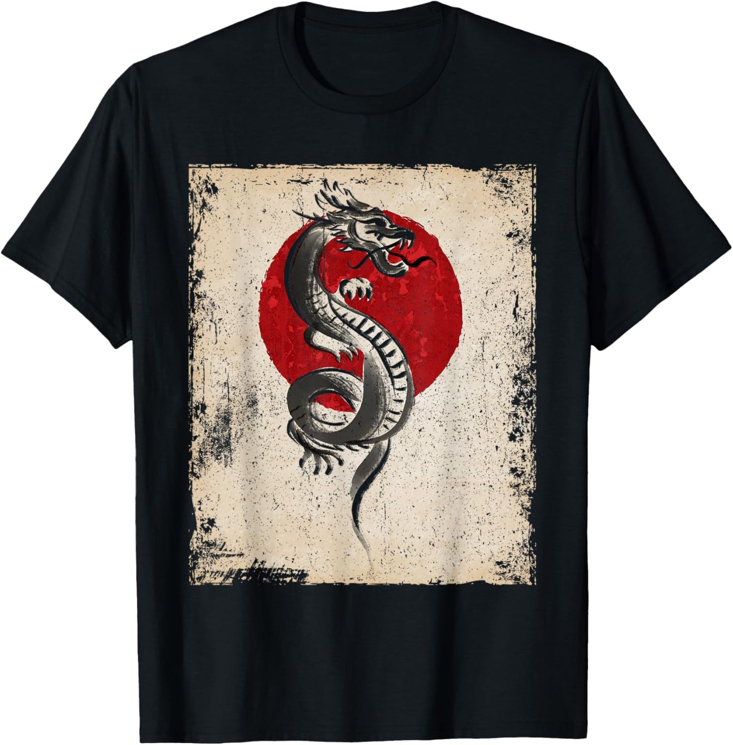 Japan dragon artwork Japanese Art Retro T-Shirt - T-Shirt | Black