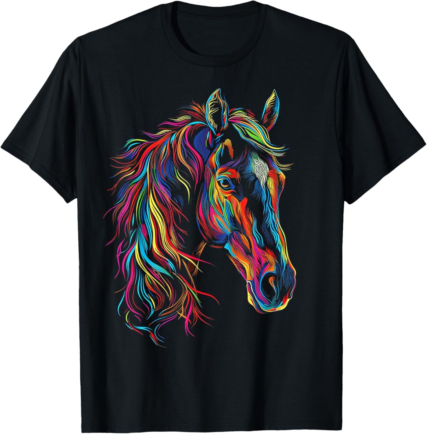 Horse Abstract Art Animal Colorful Graphic Motif Horse T-Shirt - T-Shirt | Black
