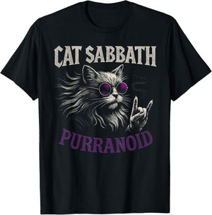 Cat Sabbath Purranoid - Lustige Rockkatze T-Shirt - T-Shirt | Black