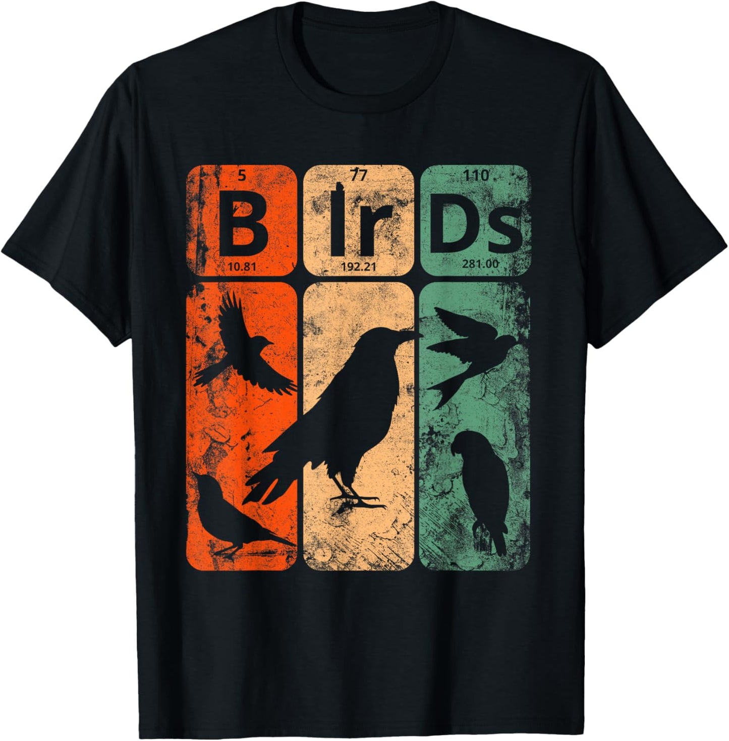 Birds Periodic Table Elements Birdwatching Ornithology T-Shirt - T-Shirt | Black