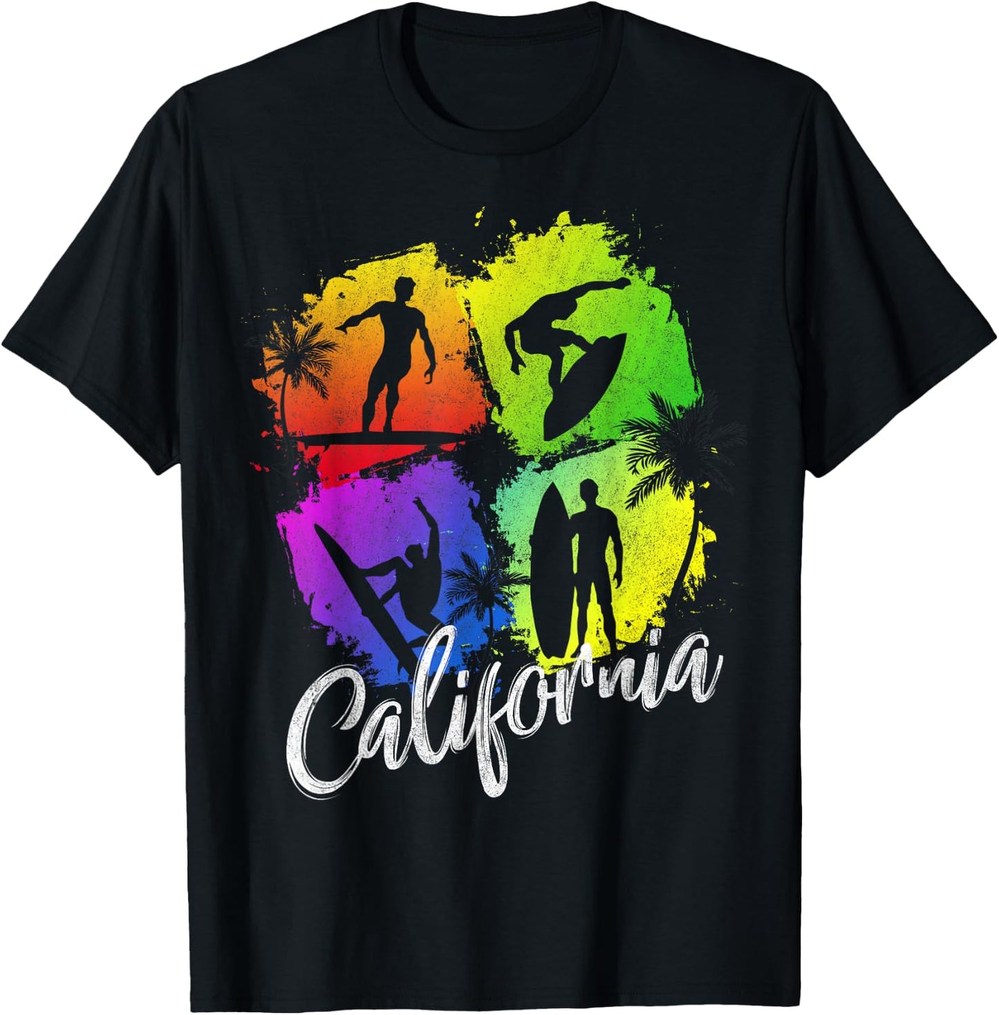 California Beach Surfing Wavesurfing Surfer T-Shirt - T-Shirt | Black
