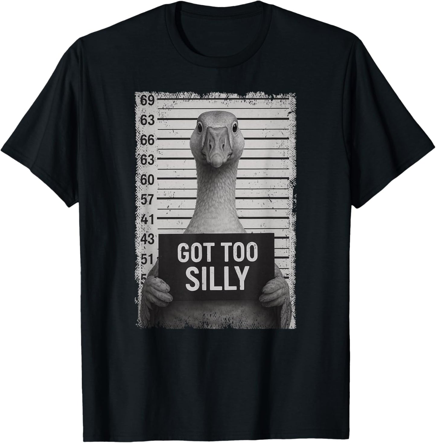 Funny Goose Got Silly Meme Animal Lover Mugshot Boys Girls T-Shirt - T-Shirt | Black