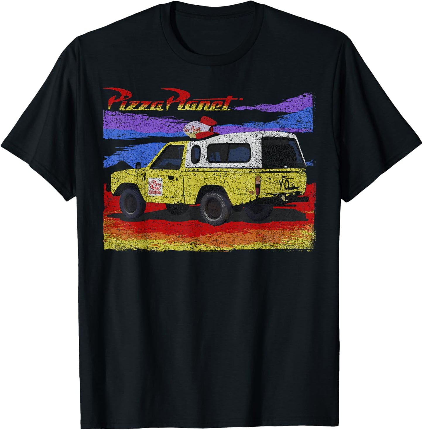Disney Pixar Toy Story Pizza Planet Truck Retro Distressed T-Shirt - T-Shirt | Black