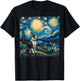Boston Terrier Dog Lovers Starry Night Van Gogh Style Art T-Shirt - T-Shirt | Black