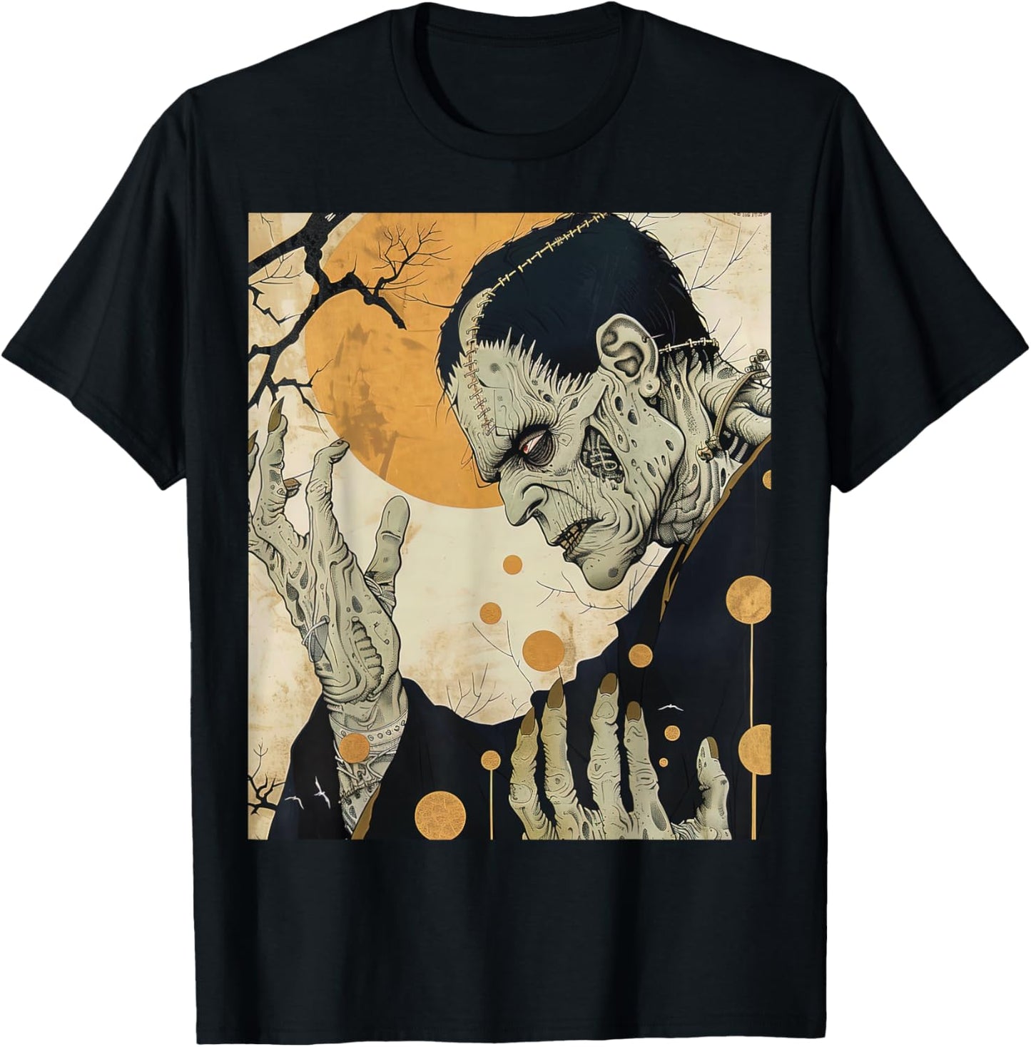 Frankenstein Horror Halloween Retro Vintage T-Shirt - T-Shirt | Black