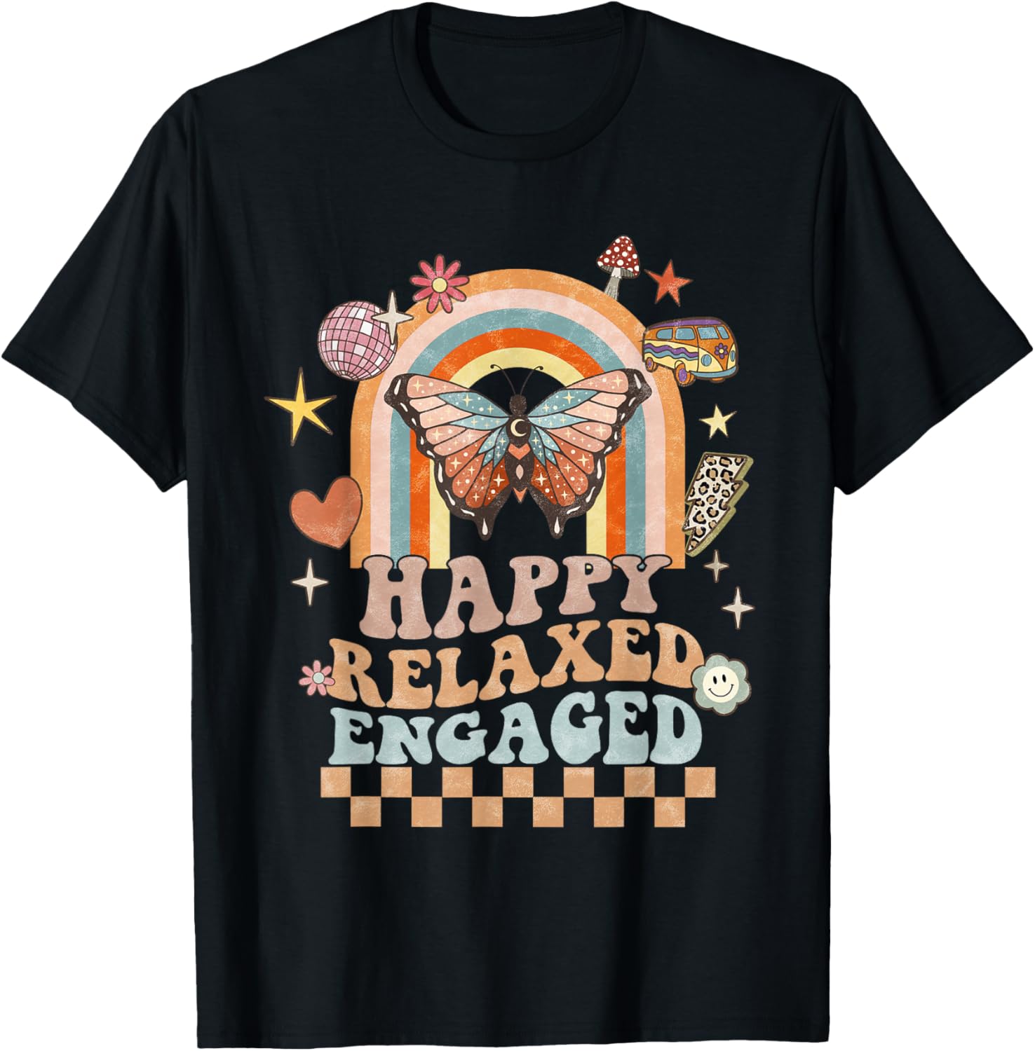 Happy Relaxed Engaged ABA Behavior Analyst Special Education T-Shirt - T-Shirt | Black