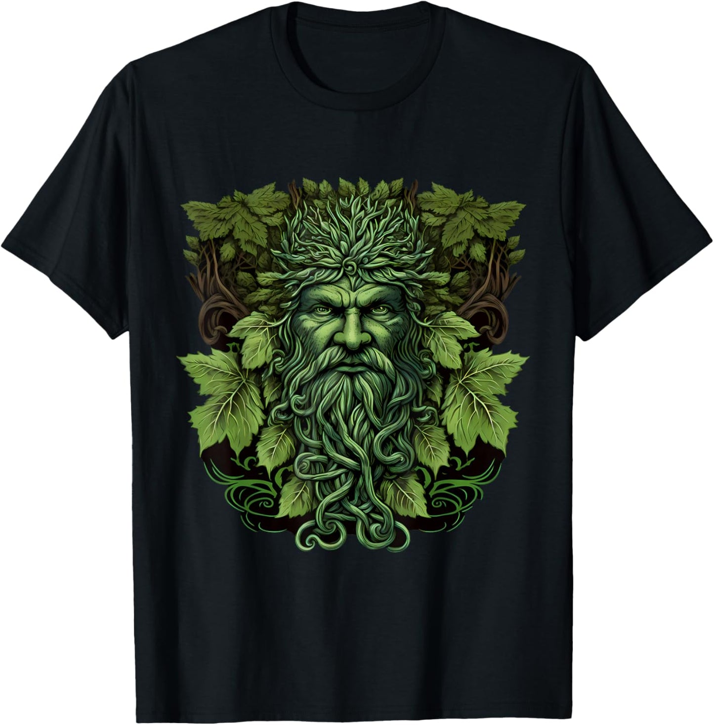Traditional Pagan Celtic Greenman T-Shirt - T-Shirt | Black