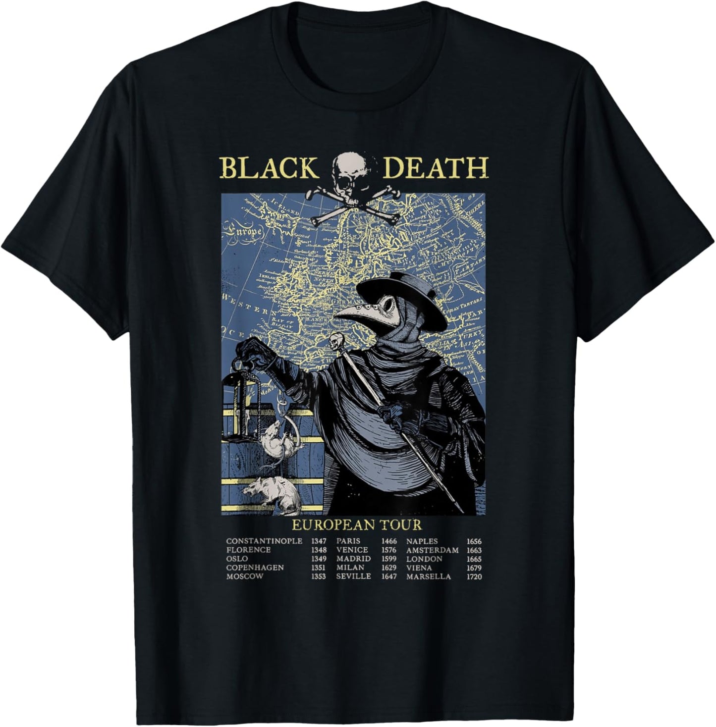 Plague Mask Doctor Plague Black Death European Tour T-Shirt - T-Shirt | Black