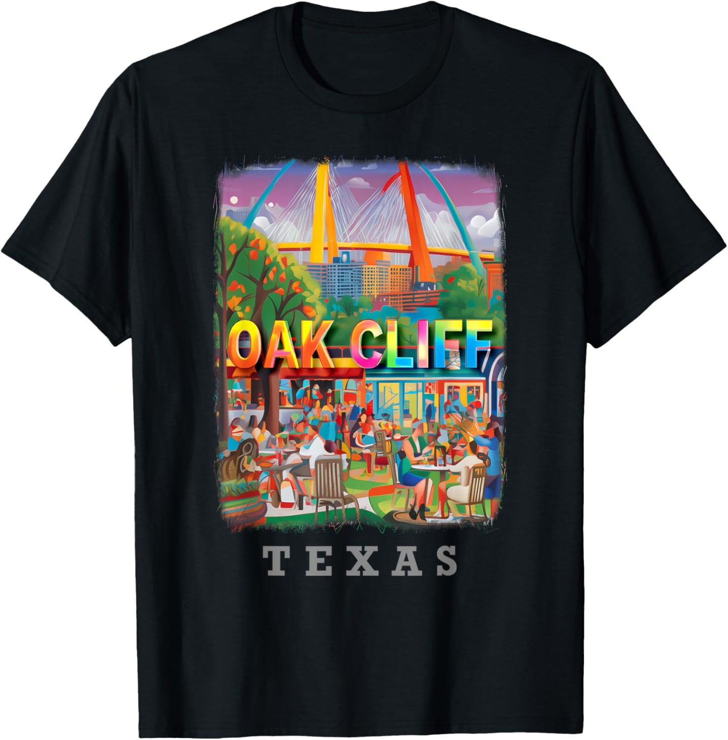 Oak Cliff Texas TX Vibrant Downtown SD725 T-Shirt - T-Shirt | Black