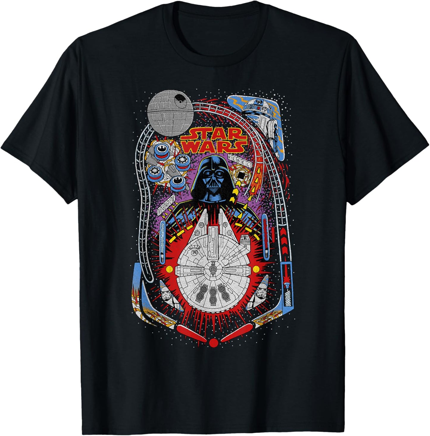 Star Wars Darth Vader Death Star Pinball T-Shirt - T-Shirt | Black