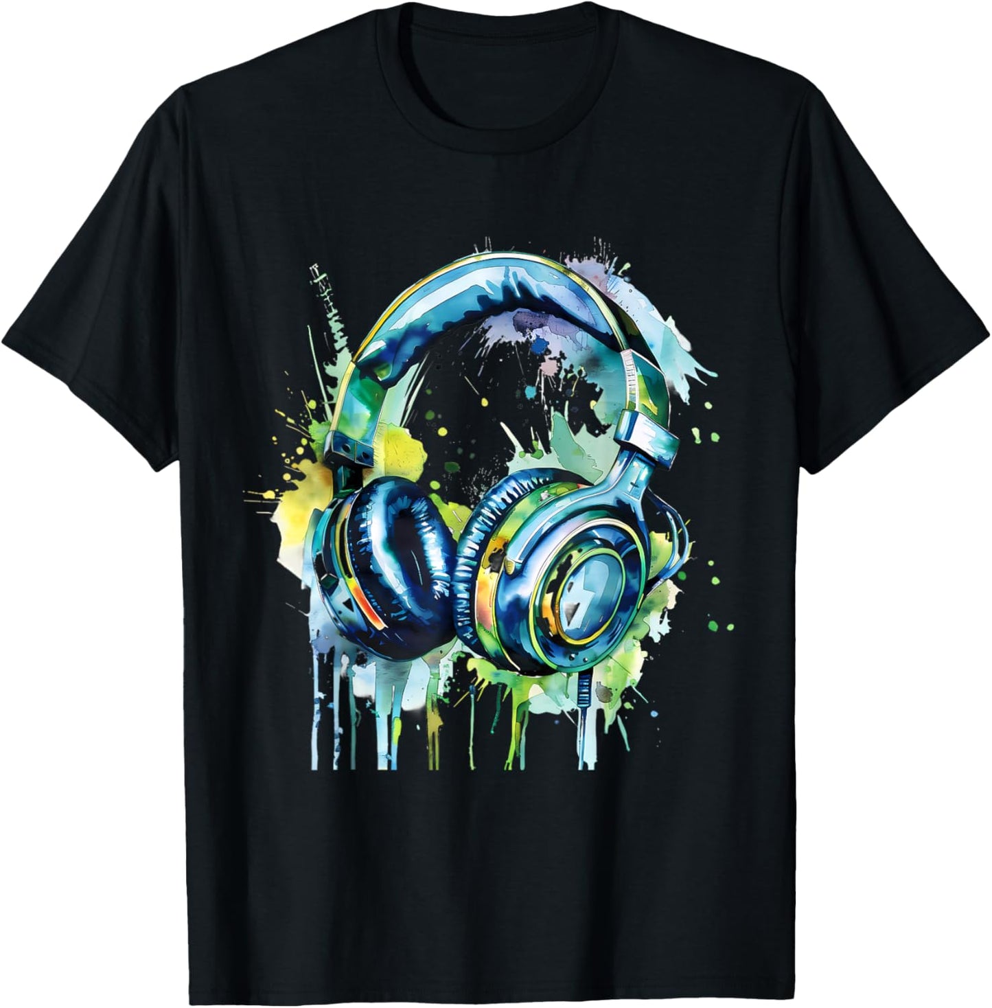 Headphones Music DJ Music Lover Music Headphones Splash EDM T-Shirt - T-Shirt | Black