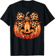 Sparkly Pumpkin Leopard Coquette Bow Pumpkin Girls T-Shirt - T-Shirt | Black