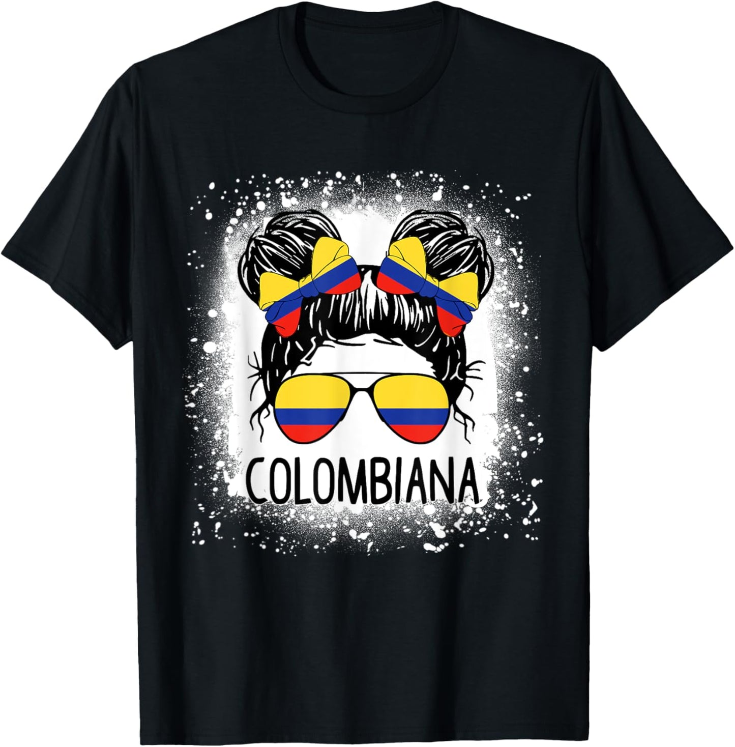 Colombian Girl Messy Bun Patriotic Colombia Pride Women T-Shirt - T-Shirt | Black