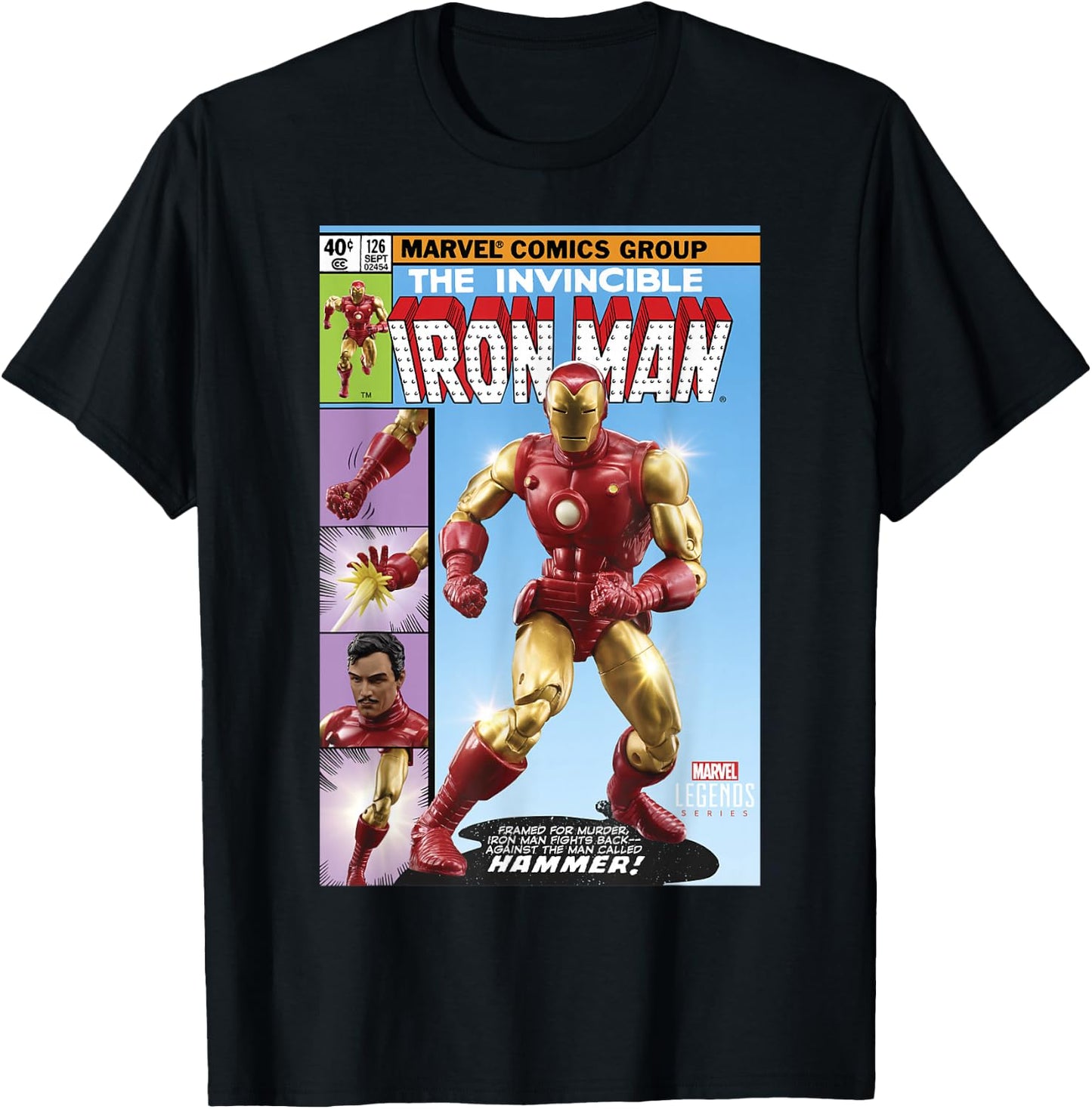 Marvel Legends Series The Invincible Iron Man Comic Cover T-Shirt - T-Shirt | Black