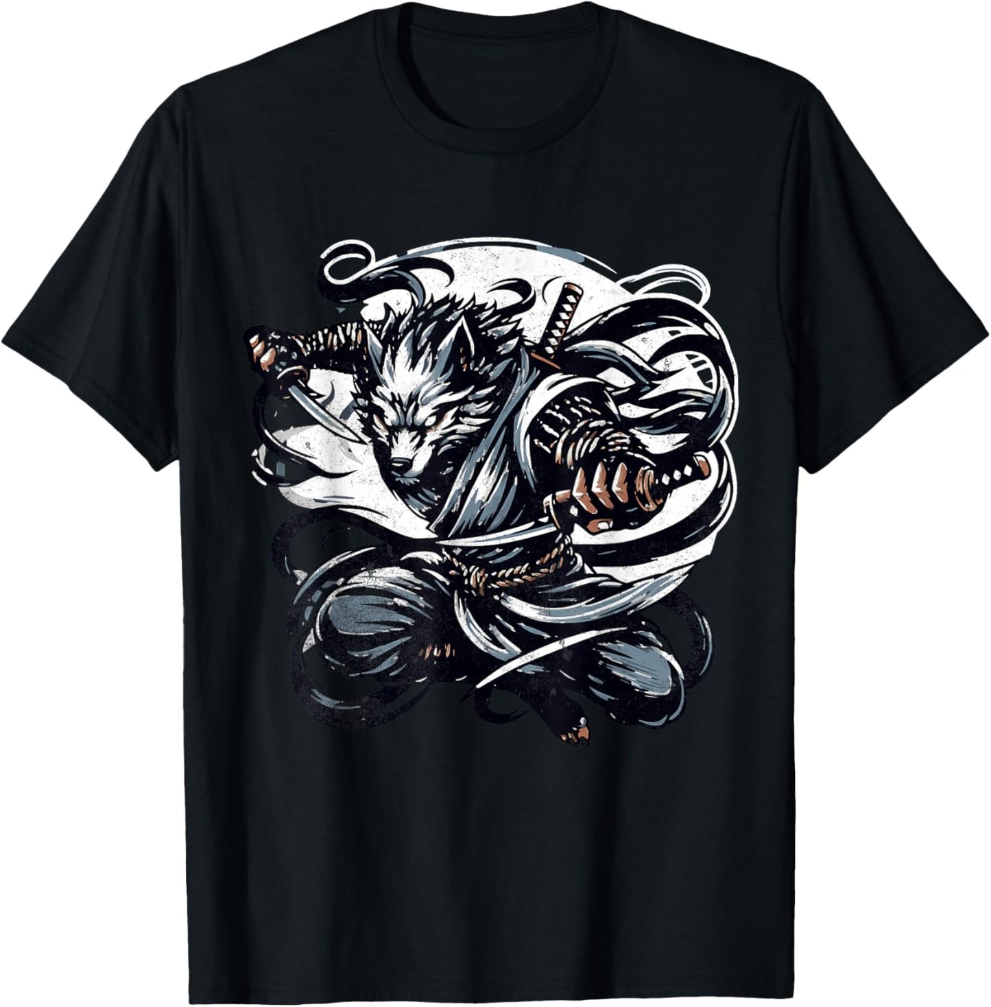 Werewolf Ninja Mystique Mythical Wolf Ninja Anime T-Shirt - T-Shirt | Black