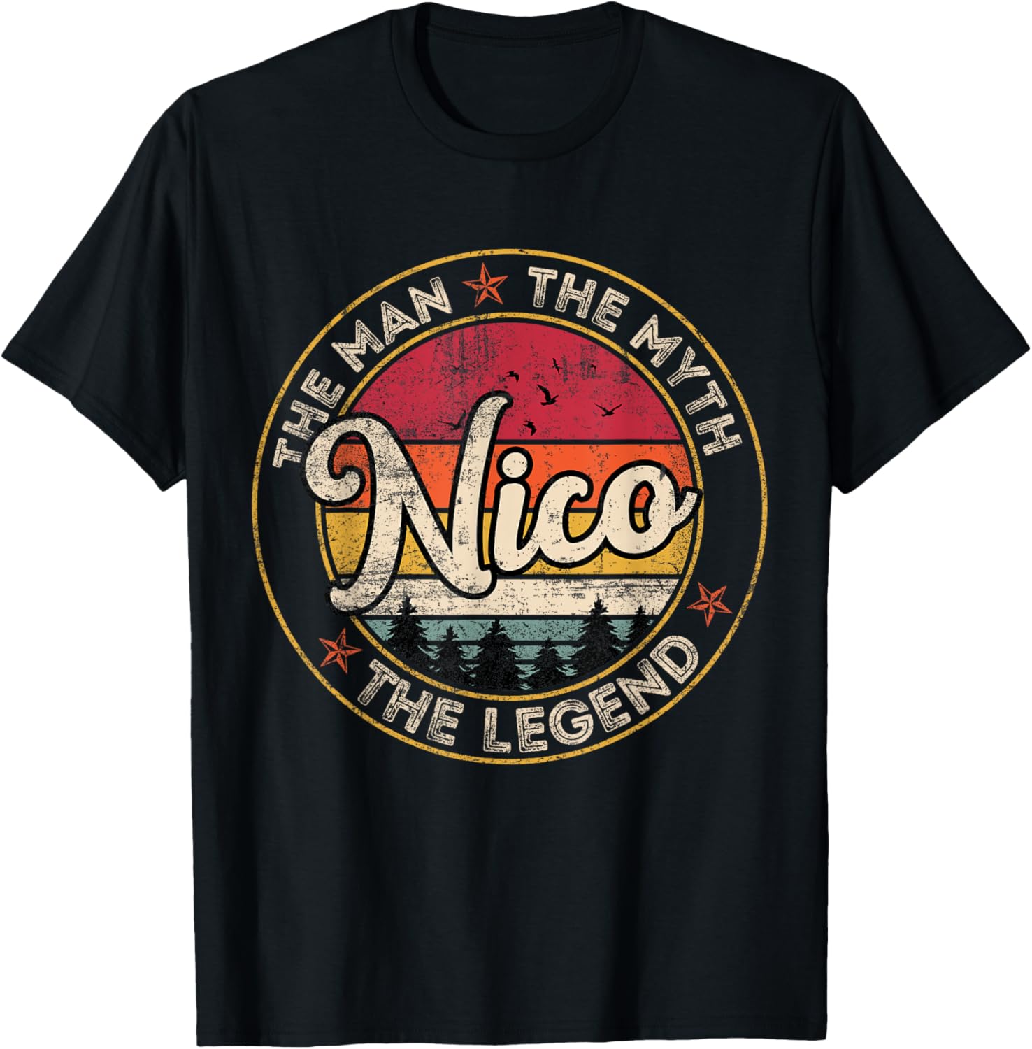 Nico The Man The Myth The Legend Personalized Name T-Shirt - T-Shirt | Black