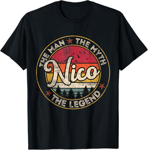 Nico The Man The Myth The Legend Personalized Name T-Shirt - T-Shirt | Black